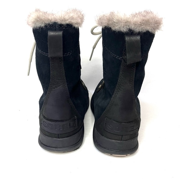 Sorel Explorer Black Suede/Leather and Faux Fur Boots - Sz 7.5 - Picture 5 of 11